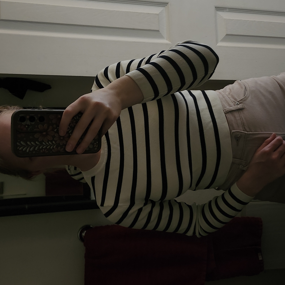 H&M Black and White Striped Crop Top